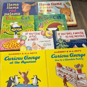 Children's Book’s set of 8 hardcover books new Pete the cat Curious George #18